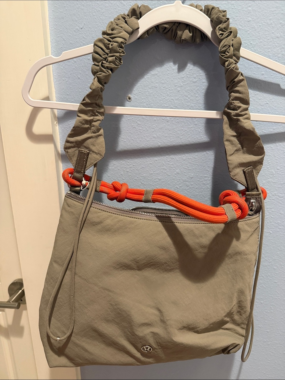 lululemon athletica Olive Shoulder Bag with Orange Cord Accent